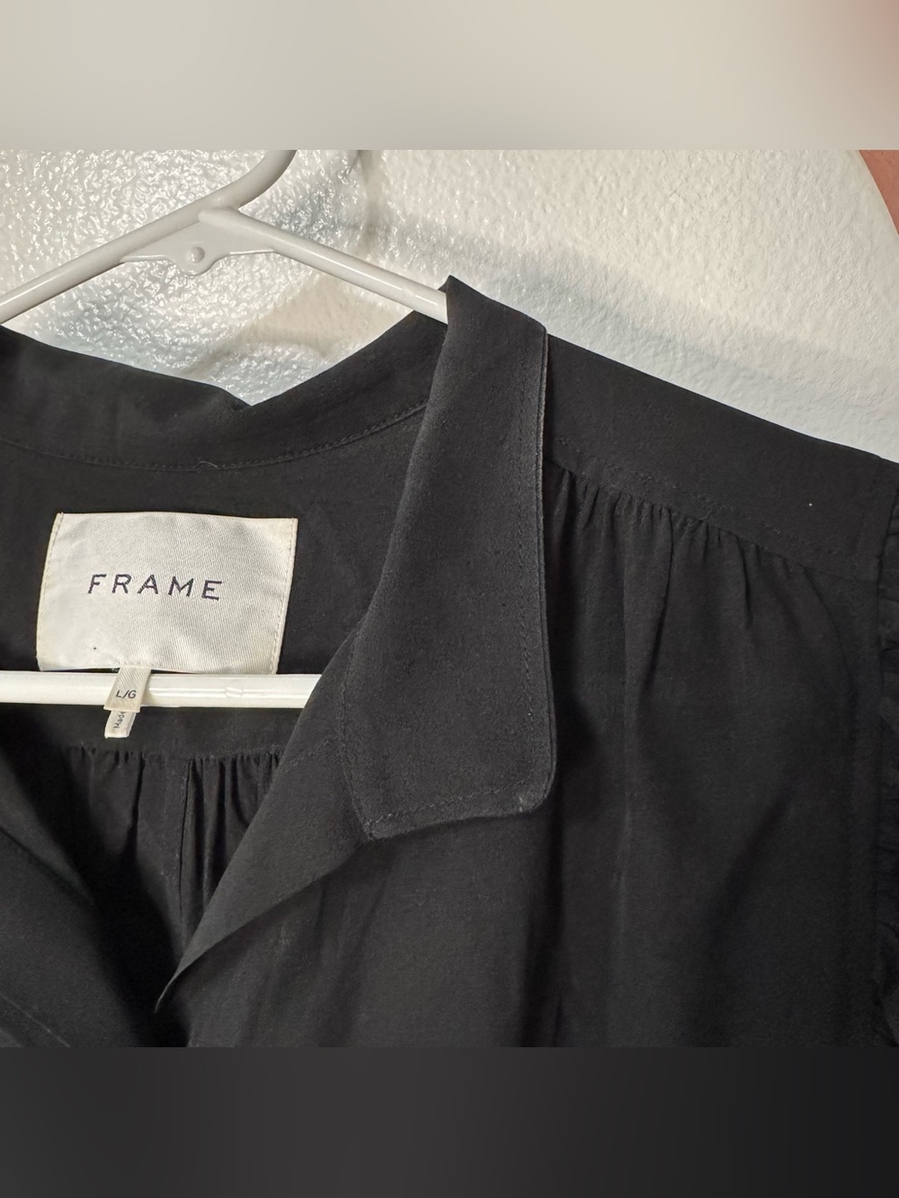Frame Denim Gillian Silk Black Puff Sleeve Blouse - Picture 10 of 12